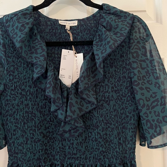 Moon River Leopard Print Ruffle Maxi Dress - S - Picture 3 of 5